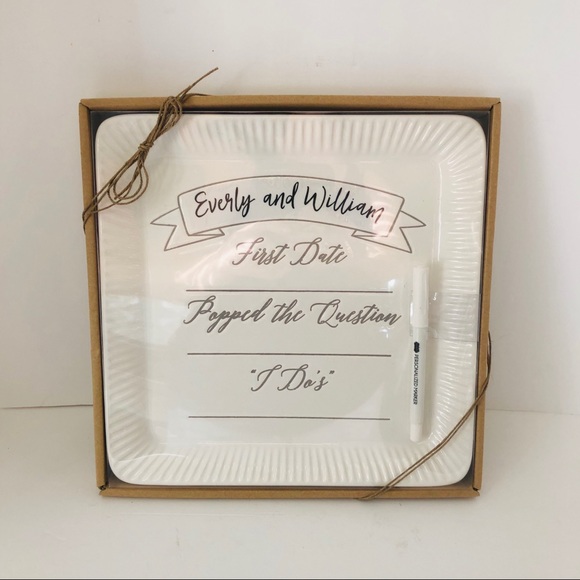 Mud Pie Personalized Wedding Plate ~ 11” Square - Picture 4 of 8